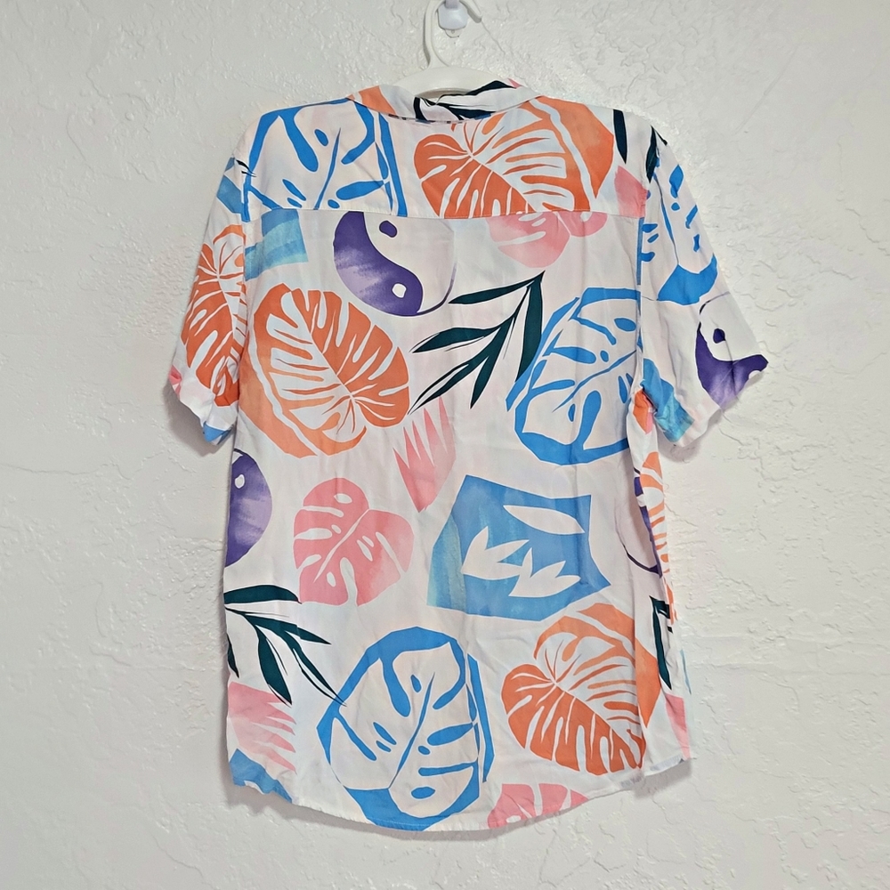 4th Dimension Ying Yang And Leaf Button Up Shirt … - image 2